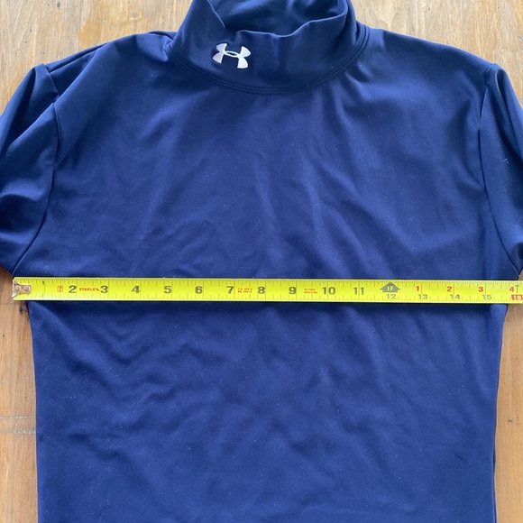 UNDER ARMOUR turtleneck longsleeve Mens Medium Blue Compression Thermal ski - Picture 6 of 7